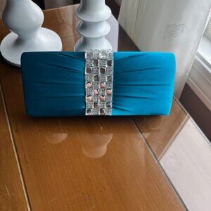 Brand New Teal Clutch With Chain